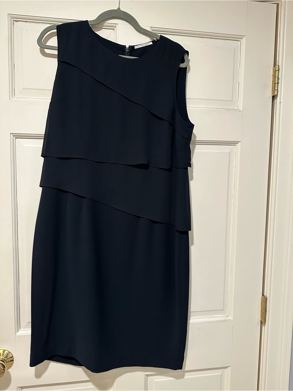 T Tahari Navy Sleeveless Layered Mini Dress